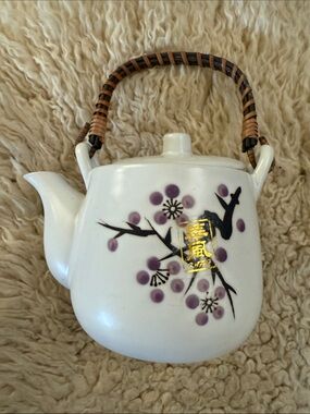 Japanese Style Ceramic Cherry Blossom Motif Teapot